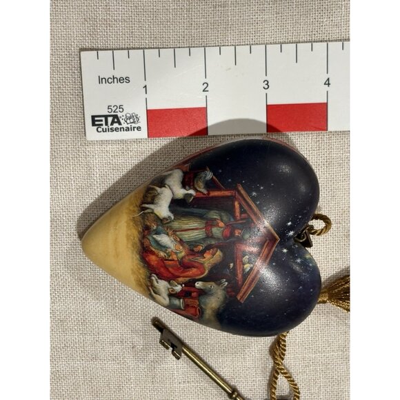 Art Heart O Holy Night Nativity Heart Key Christmas Ornament By Susan Winget 4” - Picture 7 of 7